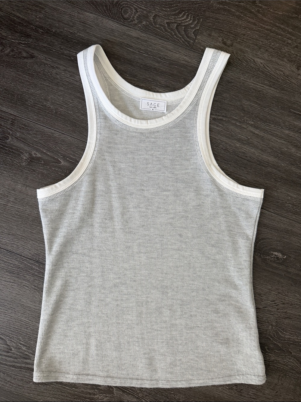 SAGE Ribbed Crewneck Tank Top in Light Gray
